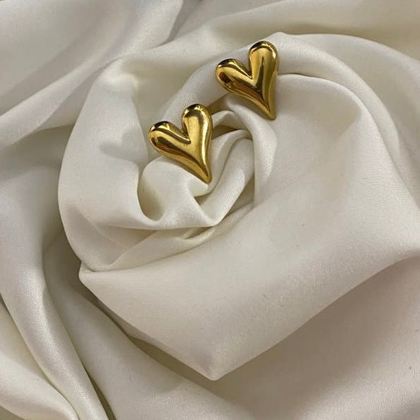 Golden Heart Stud Earrings