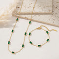 Emerald Rectangle Necklace & Bracelet Set