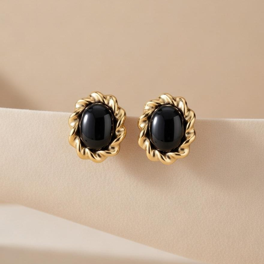 Onyx Twist Statement Studs