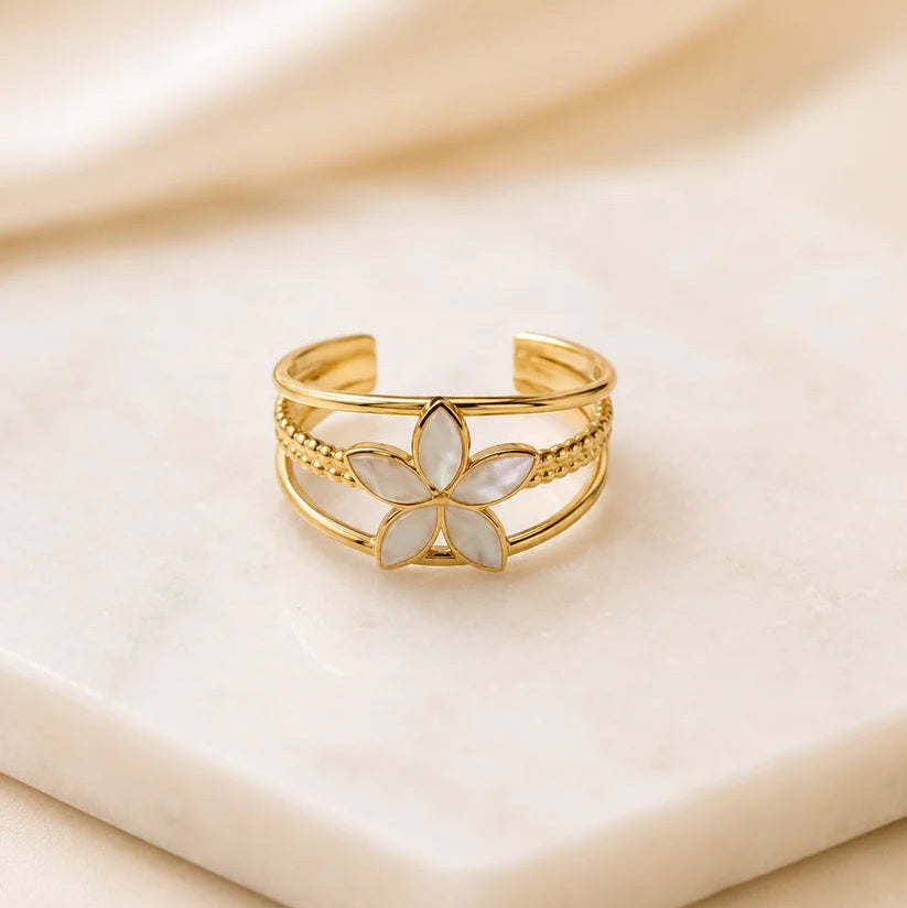 Bloom Mother of Pearl Flower Ring