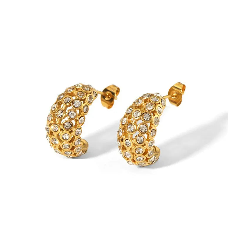 Aurora Crystal Dome Hoop Earing