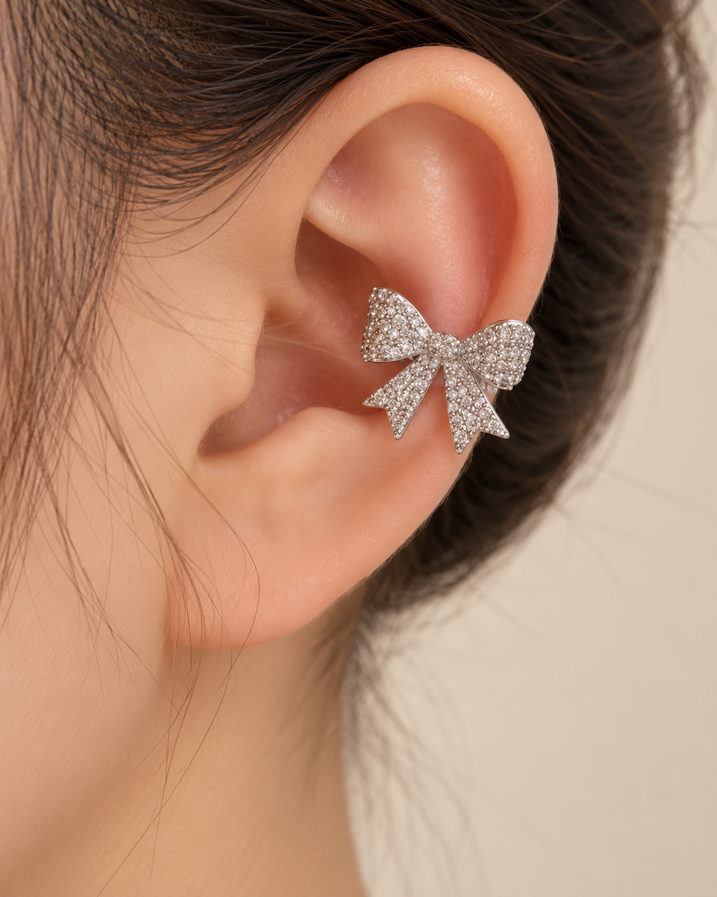 Bow Ear Cuffs — Silver