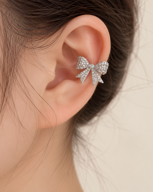 Bow Ear Cuffs — Silver